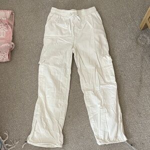 White Drawstring Cargo Pants